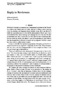 Philosophy and Phenomenological Research Vol. LIII, NO. 3, September 1993 Reply to Reviewers PITIER VAN INWAGEN