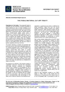 INFORMATION SHEET No 16 What the Commission Report says on:  THE FISSILE MATERIAL CUT-OFF TREATY