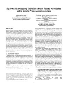 Smartphones / Electronic engineering / Accelerometers / Digital audio players / Computer keyboard / Text messaging / Recall / Ambient Vibrations / Computer security compromised by hardware failure / IPhone / Technology / Computing
