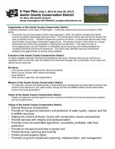 5-Year Plan (July 1, 2012 to June 30, 2017) Asotin County Conservation District For More Information Contact: Sandy Cunningham, [removed], [removed]  Organization of the Asotin County Conservation Distric