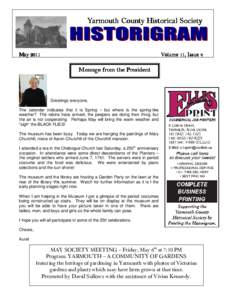 Yarmouth County Historical Society  May 2011 Volume 11, Issue 4