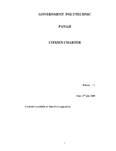 GOVERNMENT POLYTECHNIC PANAJI CITIZEN CHARTER  Release - 1