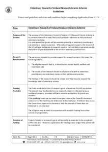 Veterinary Council of Ireland Research Grants Scheme Guidelines Please read guidelines and terms and conditions before completing Application Form[removed]Title