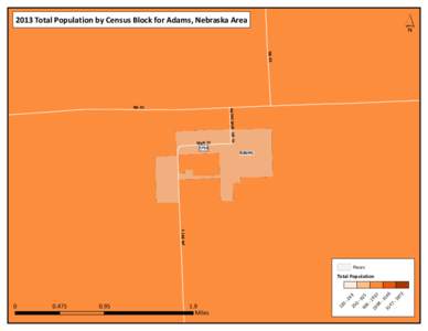 ´  2013 Total Population by Census Block for Adams, Nebraska Area NE-43