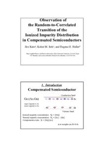 Observation of the Random-to-Correlated Transition of the Ionized Impurity Distribution in Compensated Semiconductors Jiro Katoa, Kohei M. Itoha, and Eugene E. Hallerb