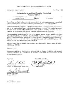 Jan. 9, 2013 Board agenda item: Authorization of Additional Funds for Caustic Soda