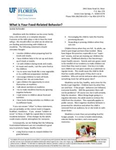 2463 State Road 16, West P.O. Box 278 Green Cove Springs, FL[removed]Phone[removed] • Fax[removed]What is Your Food-Related Behavior?