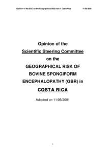 Opinion of the SSC on the Geographical BSE-risk of Costa Rica[removed]Opinion of the Scientific Steering Committee
