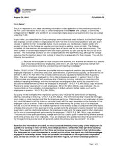 U.S. Department of Labor Employment Standards Administration Wage and Hour Division Washington, D.CAugust 26, 2005