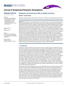 PUBLICATIONS Journal of Geophysical Research: Atmospheres RESEARCH ARTICLE2014JD021608 Key Points: • The response of terrestrial aridity to