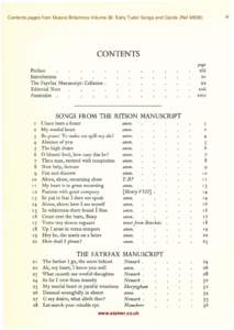 Contents pages from Musica Britannica Volume 36: Early Tudor Songs and Carols (Ref MB36)  Xl CONTENTS. page