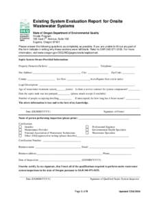 Existing Septic System Report (ESER form)