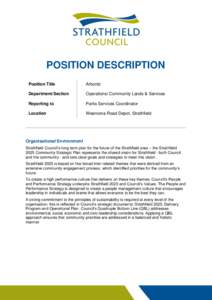 POSITION DESCRIPTION Position Title Arborist  Department/Section