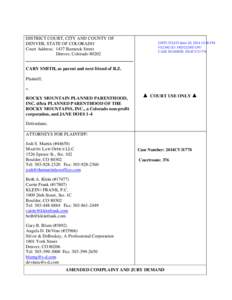 DISTRICT COURT, CITY AND COUNTY OF DENVER, STATE OF COLORADO Court Address: 1437 Bannock Street Denver, Colorado[removed]DATE FILED: June 20, [removed]:58 PM