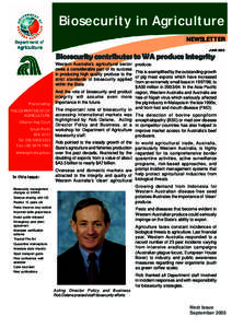 Biosecurity in agriculture newsletter : June 2005