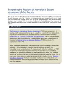 Organisation for Economic Co-operation and Development / Programme for International Student Assessment / Trends in International Mathematics and Science Study / Pisa / Education in the United States / Test / University of Pisa / Nations and intelligence / Education / Educational research / Evaluation