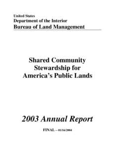 United States / Bureau of Land Management / United States Department of the Interior / Wildland fire suppression / Public land / Kathleen Clarke / Pryor Mountains Wild Horse Range / Environment of the United States / Conservation in the United States / Land management