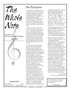 The Whole Note Newsletter of The Norwalk Youth Symphony July, 2000