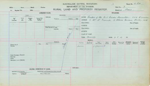 Department of the Interior Property and Tenancy Ledger