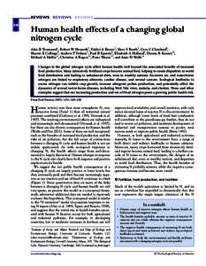 REVIEWS REVIEWS REVIEWS 240 Human health effects of a changing global nitrogen cycle Alan R Townsend1, Robert W Howarth2, Fakhri A Bazzaz3, Mary S Booth4, Cory C Cleveland5,