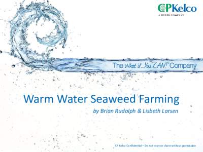 Warm Water Seaweed Farming by Brian Rudolph & Lisbeth Larsen CP Kelco Confidential – Do not copy or share without permission  World seaweed production