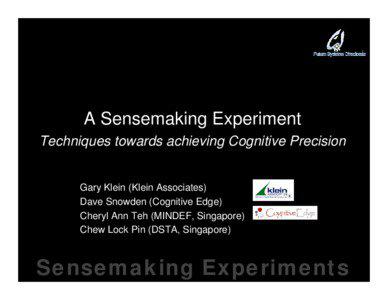 A Sensemaking Experiment Techniques towards achieving Cognitive Precision