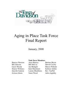 Aging in Place Task Force Final Report Date: [removed]Town of Davidson, NC