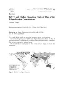 GATS and Higher Education: State of Play of the Liberalization Commitments