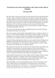 The Pastoral Letter of the Nordic Bishops to the Congress of the Family in Jönköping[removed]june 2010