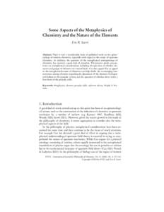 Some Aspects of the Metaphysics of Chemistry and the Nature of the Elements