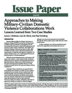 Issue Paper R Approaches to Making Military-Civilian Domestic Violence Collaborations Work