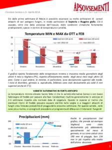 Circolare tecnica n.2– Aprile 2014 Sin dalle prime settimane di Marzo è possibile osservare su molte coltivazioni di cereali attacchi di vari patogeni fungini, in modo particolare di Septoria e Ruggine gialla. Ciò è