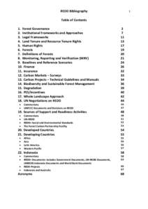 REDD Bibliography  1 Table of Contents 1. Forest Governance