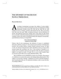 THE MYSTERY OF THE MONEY SUPPLY DEFINITION FRANK SHOSTAK