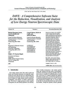 Volume 114, Number 6, November-December[removed]Journal of Research of the National Institute of Standards and Technology [J. Res. Natl. Inst. Stand. Technol. 114, [removed]DAVE: A Comprehensive Software Suite