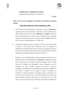 Fair Competition For Greater Good COMPETITION COMMISSION OF INDIA (Combination Registration No. C.2014