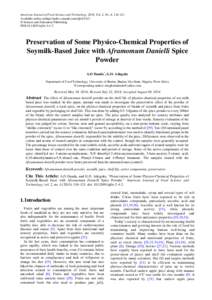 American Journal of Food Science and Technology, 2014, Vol. 2, No. 4, [removed]Available online at http://pubs.sciepub.com/ajfst/2/4/2 © Science and Education Publishing DOI:[removed]ajfst[removed]Preservation of Some Phy