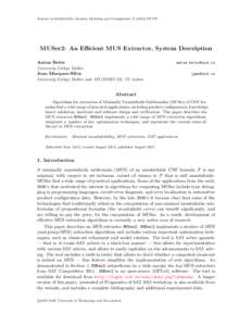 Journal on Satisfiability, Boolean Modeling and Computation NPP-PP  MUSer2: An Efficient MUS Extractor, System Description Anton Belov  
