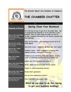 The Greater Mount Airy Chamber of Commerce  THE CHAMBER CHATTER Issue 3  Calendar of Events
