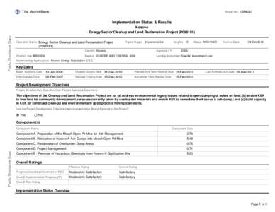 Report No: ISR8047  The World Bank Implementation Status & Results  Public Disclosure Copy