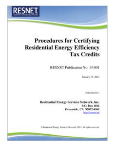 Draft Interim Procedures for Implementation of Residential Energy Efficiency Tax Credits