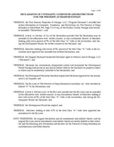 Page 1 of 58  DECLARATION OF COVENANTS, CONDITIONS AND RESTRICTIONS FOR THE PRESERVE AT SHARP MOUNTAIN WHEREAS, the Four Seasons Properties of Georgia, LLC (“Original Declarant”) recorded that certain Declaration of 