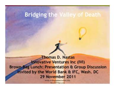Bridging the Valley of Death  Thomas D. Nastas Innovative Ventures Inc (IVI) Brown Bag Lunch: Presentation & Group Discussion Invited by the World Bank & IFC, Wash. DC