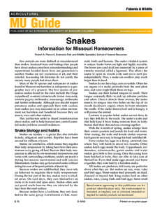 Fisheries & Wildlife AGRICULTURAL MU Guide PUBLISHED BY MU EXTENSION, UNIVERSITY OF MISSOURI-COLUMBIA