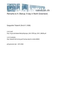 Remarks to H. Bistrup: A day in North Greenland.  Geografisk Tidsskrift, Bind[removed])