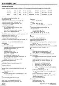 INDEX Vol[removed]Compiled by Les Pascoe To assist readers in using this index to Volume 61, the following tabulation lists the pages in each issue of ‘TA’: January  1-32