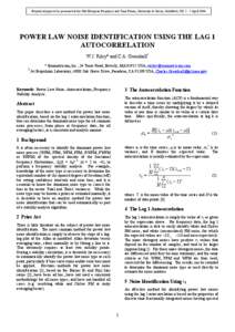 Power Law Noise Identification Using the Lag 1 Autocorrelation