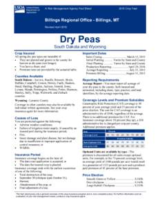 Dry Pea Crop Insurance in South Dakota and Wyoming