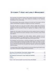 Budget[removed]Budget Paper No.1 - Statement 7: Asset and Liability Management