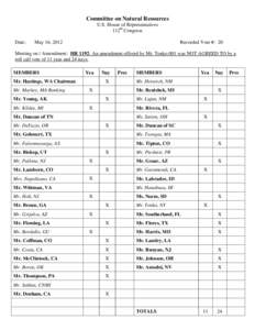 Committee on Natural Resources U.S. House of Representatives 112th Congress Date:  May 16, 2012